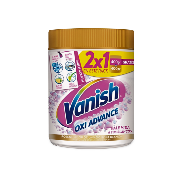 Vanish Oxi Advance quitamanchas en polvo Ropa Blanca 400gr + 400gr GRATIS Vanish Oxi Advance quitamanchas en polvo Ropa Blanca 400gr + 400gr GRATIS